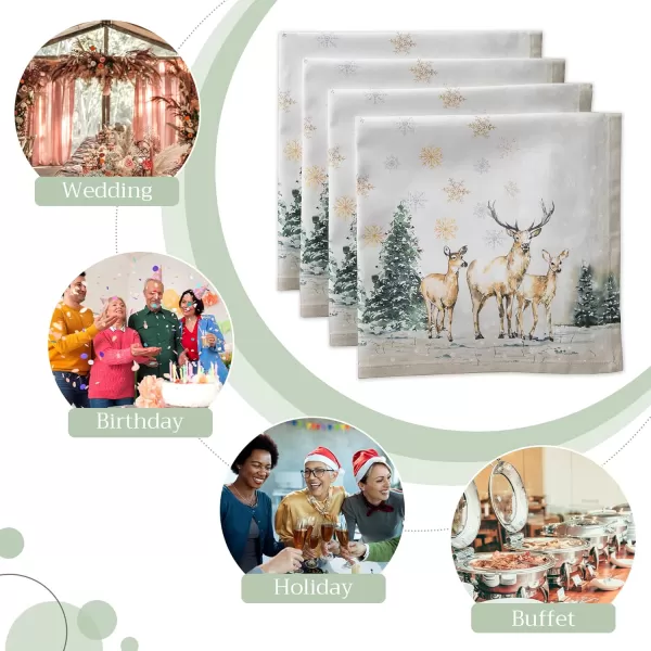 imageMaison d Hermine Napkin 100 Cotton 20 Inch x 20 Inch Set of 4 Dinner Napkins Decorative Cloth Napkin for Gifts Dining Buffet Party ampamp Camping Kelim  Infinity  ThanksgivingChristmas01  Deer in the Woods