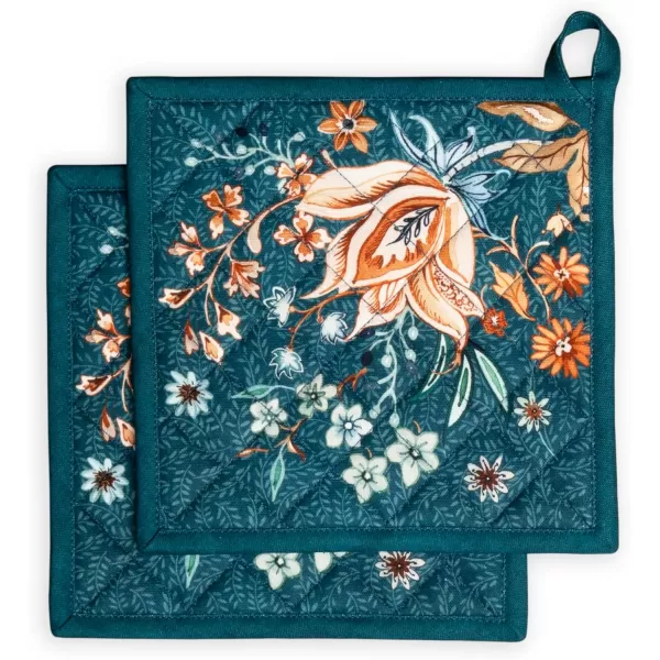 imageMaison d Hermine Pot Holder 100 Cotton Heat Resistant Set of 2 Potholders 8 Inch x 8 Inch Hot Pads with Loop for Gifts BBQ Cooking Grilling Microwave Winter Mornings  ThanksgivingChristmasLuxury Loft