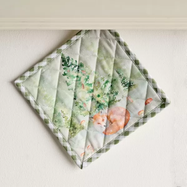 imageMaison d Hermine Pot Holder 100 Cotton Heat Resistant Set of 2 Potholders 8 Inch x 8 Inch Hot Pads with Loop for Gifts BBQ Cooking Grilling Microwave Winter Mornings  ThanksgivingChristmasWinter Mornings