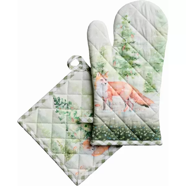 imageMaison d Hermine Pot Holder 100 Cotton Heat Resistant Set of 2 Potholders 8 Inch x 8 Inch Hot Pads with Loop for Gifts BBQ Cooking Grilling Microwave Winter Mornings  ThanksgivingChristmasWinter Mornings