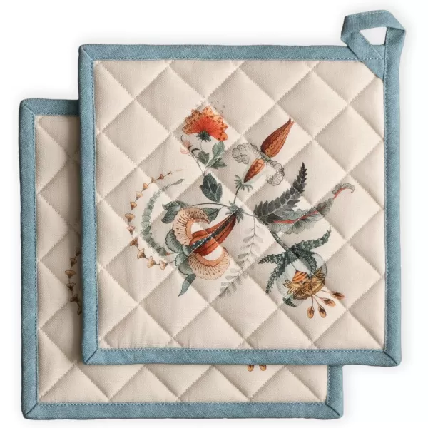 imageMaison d Hermine Pot Holder 100 Cotton Heat Resistant Set of 2 Potholders 8 Inch x 8 Inch Hot Pads with Loop for Gifts BBQ Cooking Grilling Microwave Winter Mornings  ThanksgivingChristmasDalida