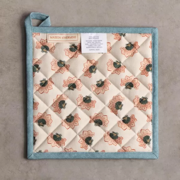 imageMaison d Hermine Pot Holder 100 Cotton Heat Resistant Set of 2 Potholders 8 Inch x 8 Inch Hot Pads with Loop for Gifts BBQ Cooking Grilling Microwave Winter Mornings  ThanksgivingChristmasDalida