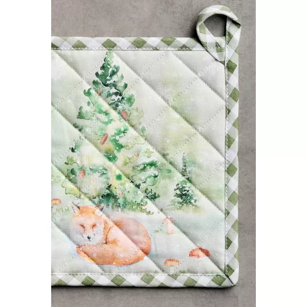 imageMaison d Hermine Pot Holder 100 Cotton Heat Resistant Set of 2 Potholders 8 Inch x 8 Inch Hot Pads with Loop for Gifts BBQ Cooking Grilling Microwave Winter Mornings  ThanksgivingChristmasWinter Mornings