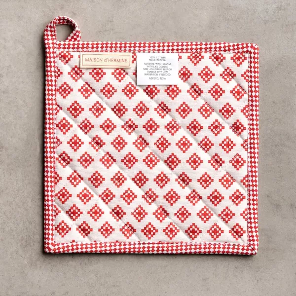 imageMaison d Hermine Pot Holder 100 Cotton Heat Resistant Set of 2 Potholders 8 Inch x 8 Inch Hot Pads with Loop for Gifts BBQ Cooking Grilling Microwave Winter Mornings  ThanksgivingChristmasRural Xmas