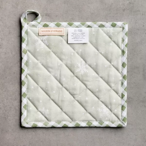 imageMaison d Hermine Pot Holder 100 Cotton Heat Resistant Set of 2 Potholders 8 Inch x 8 Inch Hot Pads with Loop for Gifts BBQ Cooking Grilling Microwave Winter Mornings  ThanksgivingChristmasWinter Mornings