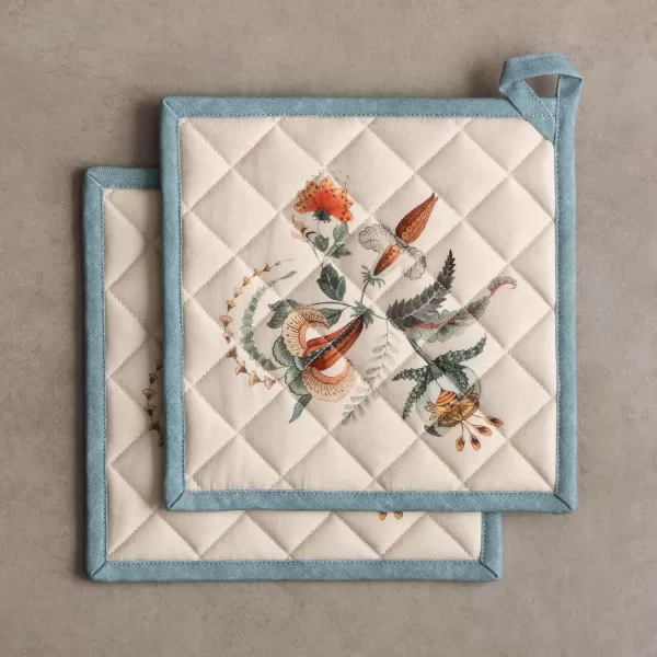imageMaison d Hermine Pot Holder 100 Cotton Heat Resistant Set of 2 Potholders 8 Inch x 8 Inch Hot Pads with Loop for Gifts BBQ Cooking Grilling Microwave Winter Mornings  ThanksgivingChristmasDalida