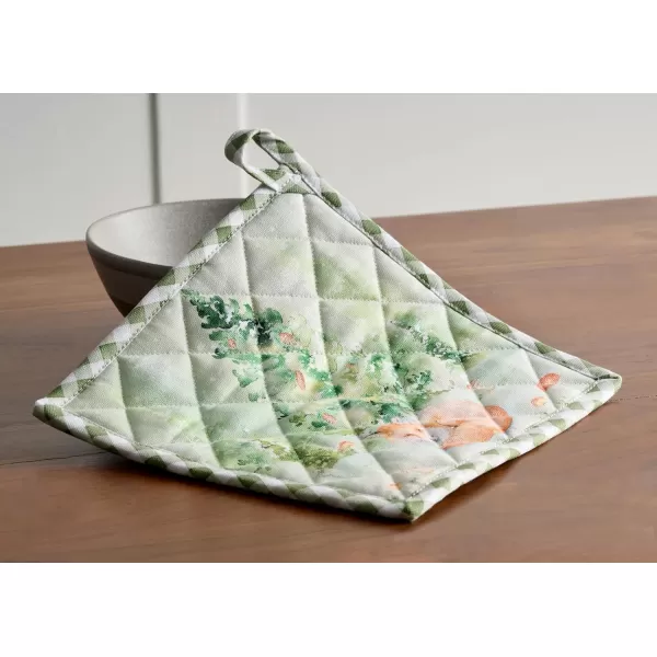 imageMaison d Hermine Pot Holder 100 Cotton Heat Resistant Set of 2 Potholders 8 Inch x 8 Inch Hot Pads with Loop for Gifts BBQ Cooking Grilling Microwave Winter Mornings  ThanksgivingChristmasWinter Mornings