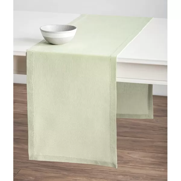 imageMaison d Hermine Table Runner 100 Linen 14quotx60quot Decorative Washable Tabletop Runner for Gifts Kitchen Party Wedding Restaurant ampamp Camping Avignon  Tender Green