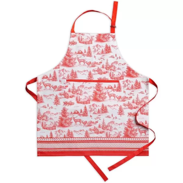 imageCotton Apron with Center Pocket Kitchen Unisex Cloth Apron 1 Piece with Long Ties for Painting Cooking Baking Restaurant14  Winter Jouy