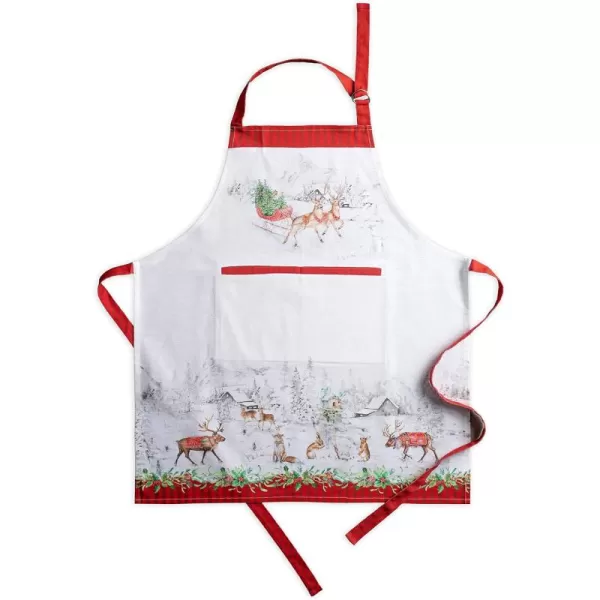 imageCotton Apron with Center Pocket Kitchen Unisex Cloth Apron 1 Piece with Long Ties for Painting Cooking Baking Restaurant19  Christmas Tradition