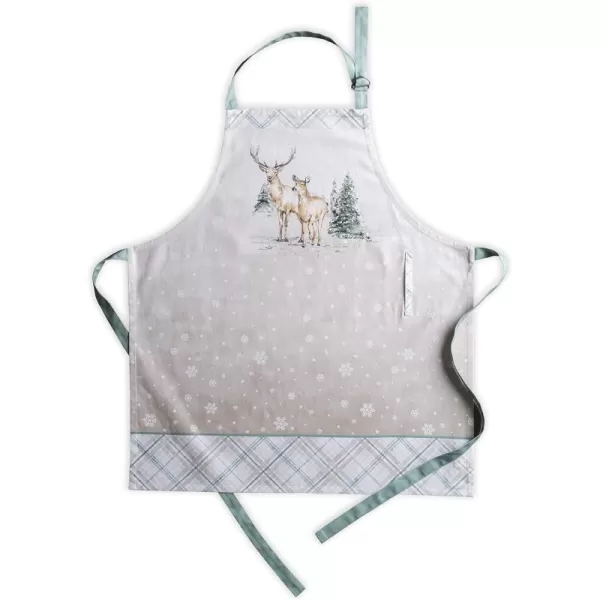 imageCotton Apron with Center Pocket Kitchen Unisex Cloth Apron 1 Piece with Long Ties for Painting Cooking Baking Restaurant4  Deer in the Woods Without Pocket