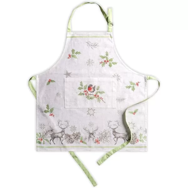 imageCotton Apron with Center Pocket Kitchen Unisex Cloth Apron 1 Piece with Long Ties for Painting Cooking Baking Restaurant6  Christmas Dew