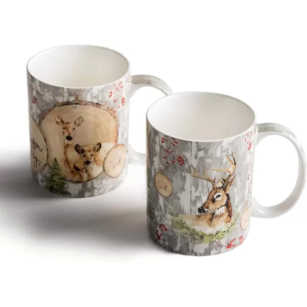 imageMaison d Hermine Coffee Mug with Handles Fine Bone China Mug Pack of Two for Hot Beverages  Coffee Cappuccino Latte Cocoa Perfect Gifts for Mothers Day Dining Buffet Party Holly Time 12 Ounce27  Mountain Life