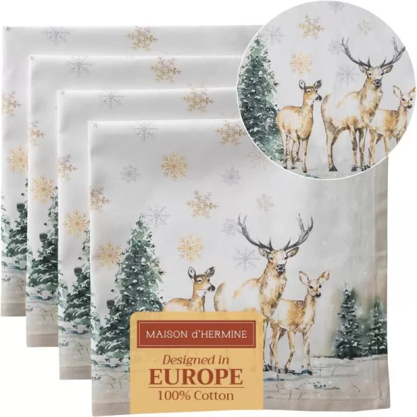 imageMaison d Hermine Napkin 100 Cotton 20 Inch x 20 Inch Set of 4 Dinner Napkins Decorative Cloth Napkin for Gifts Dining Buffet Party ampamp Camping Kelim  Infinity  ThanksgivingChristmas01  Deer in the Woods