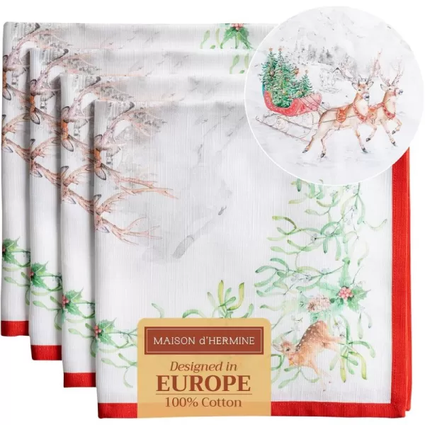 imageMaison d Hermine Napkin 100 Cotton 20 Inch x 20 Inch Set of 4 Dinner Napkins Decorative Cloth Napkin for Gifts Dining Buffet Party ampamp Camping Kelim  Infinity  ThanksgivingChristmas16  Christmas Tradition