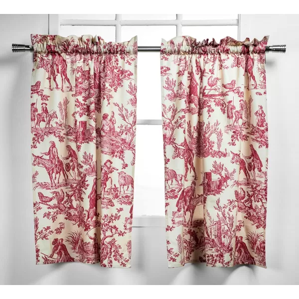 imageMaison d Hermine 100 Cotton Curtain Colmar Set of 3 Window Curtains for Caf Bedrooms Home with a Rod Pocket and Loop for Easy Hanging 2 Tiers 28quotx36quot and 1 Valance 56quotx18quot9  the Miller  Red