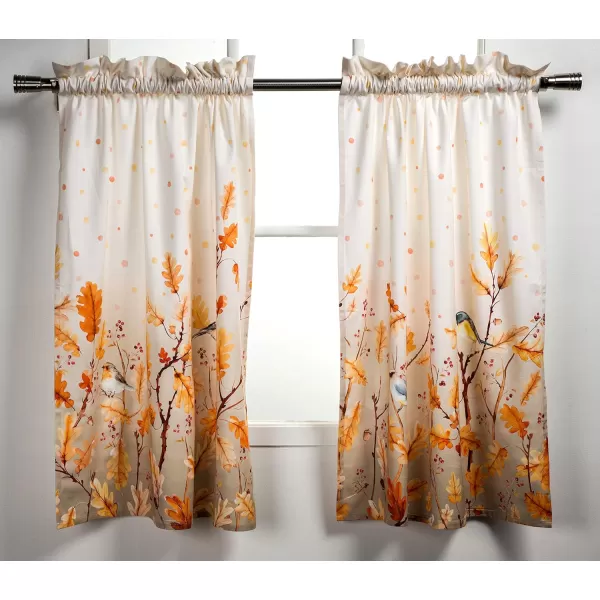 imageMaison d Hermine 100 Cotton Curtain Colmar Set of 3 Window Curtains for Caf Bedrooms Home with a Rod Pocket and Loop for Easy Hanging 2 Tiers 28quotx36quot and 1 Valance 56quotx18quot12  Oak Leaves