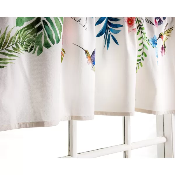 imageMaison d Hermine 100 Cotton Curtain Colmar Set of 3 Window Curtains for Caf Bedrooms Home with a Rod Pocket and Loop for Easy Hanging 2 Tiers 28quotx36quot and 1 Valance 56quotx18quot5  Tropiques