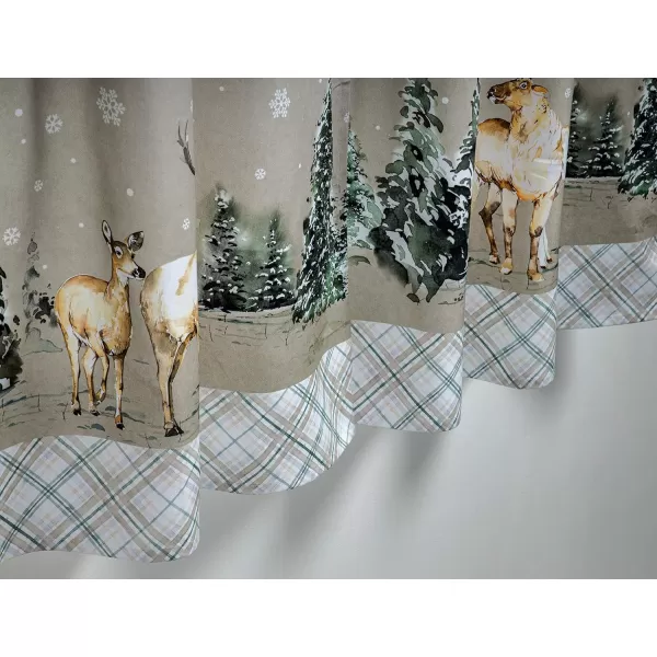 imageMaison d Hermine 100 Cotton Curtain Colmar Set of 3 Window Curtains for Caf Bedrooms Home with a Rod Pocket and Loop for Easy Hanging 2 Tiers 28quotx36quot and 1 Valance 56quotx18quot11  Deer in the Woods