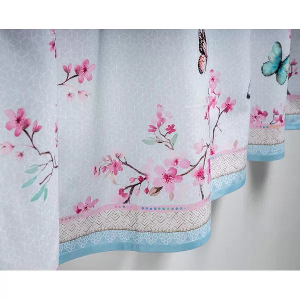 imageMaison d Hermine 100 Cotton Curtain Colmar Set of 3 Window Curtains for Caf Bedrooms Home with a Rod Pocket and Loop for Easy Hanging 2 Tiers 28quotx36quot and 1 Valance 56quotx18quot19  Blossoms in Spring  Sakura