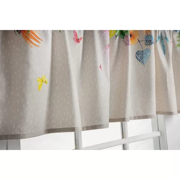 imageMaison d Hermine 100 Cotton Curtain Colmar Set of 3 Window Curtains for Caf Bedrooms Home with a Rod Pocket and Loop for Easy Hanging 2 Tiers 28quotx36quot and 1 Valance 56quotx18quot18  Jardin Dete  Fog