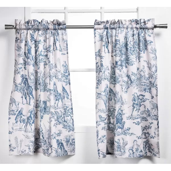 imageMaison d Hermine 100 Cotton Curtain Colmar Set of 3 Window Curtains for Caf Bedrooms Home with a Rod Pocket and Loop for Easy Hanging 2 Tiers 28quotx36quot and 1 Valance 56quotx18quot15  the Miller  Denim