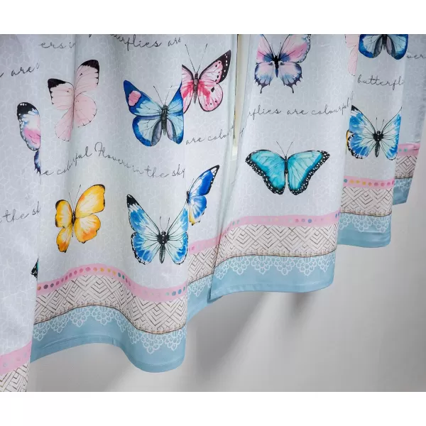 imageMaison d Hermine 100 Cotton Curtain Colmar Set of 3 Window Curtains for Caf Bedrooms Home with a Rod Pocket and Loop for Easy Hanging 2 Tiers 28quotx36quot and 1 Valance 56quotx18quot19  Blossoms in Spring  Butterfly