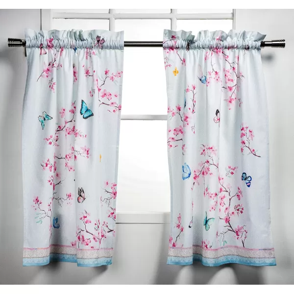 imageMaison d Hermine 100 Cotton Curtain Colmar Set of 3 Window Curtains for Caf Bedrooms Home with a Rod Pocket and Loop for Easy Hanging 2 Tiers 28quotx36quot and 1 Valance 56quotx18quot19  Blossoms in Spring  Sakura