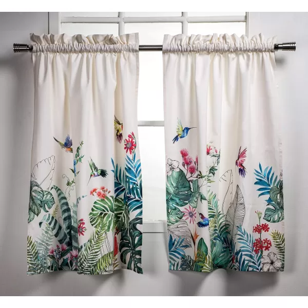 imageMaison d Hermine 100 Cotton Curtain Colmar Set of 3 Window Curtains for Caf Bedrooms Home with a Rod Pocket and Loop for Easy Hanging 2 Tiers 28quotx36quot and 1 Valance 56quotx18quot5  Tropiques