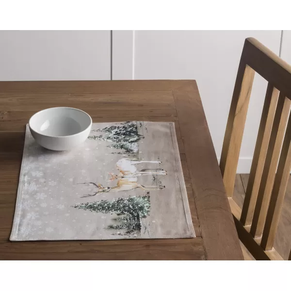 imageMaison d Hermine Cloth Placemats 100 Cotton Set of 4 Decorative Washable Table Placemat Dining Holidays Buffet Parties ampamp Wedding Deer in The Woods  ThanksgivingChristmas