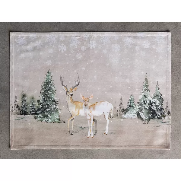 imageMaison d Hermine Cloth Placemats 100 Cotton Set of 4 Decorative Washable Table Placemat Dining Holidays Buffet Parties ampamp Wedding Deer in The Woods  ThanksgivingChristmas