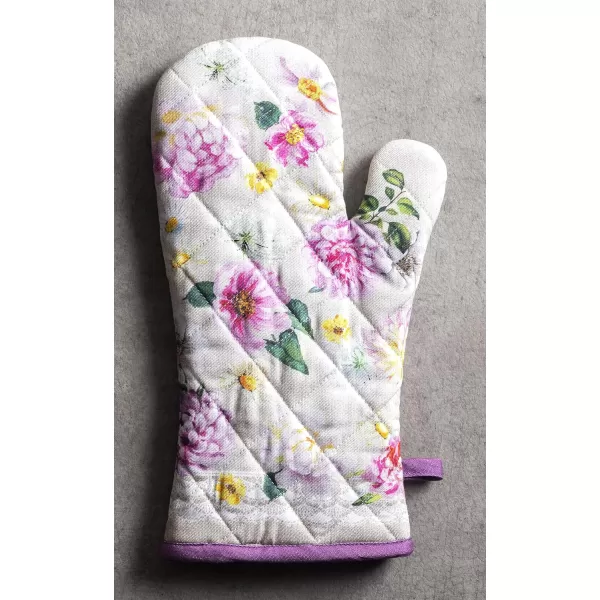 imageMaison d Hermine Cooking Gloves 100 Cotton Heat Resistant 7 Inch x 13 Inch Oven Mitt with Loop Handling Hot Pans BBQ Cooking Grilling Microwave Limoncello  SpringSummer40  Pivoine
