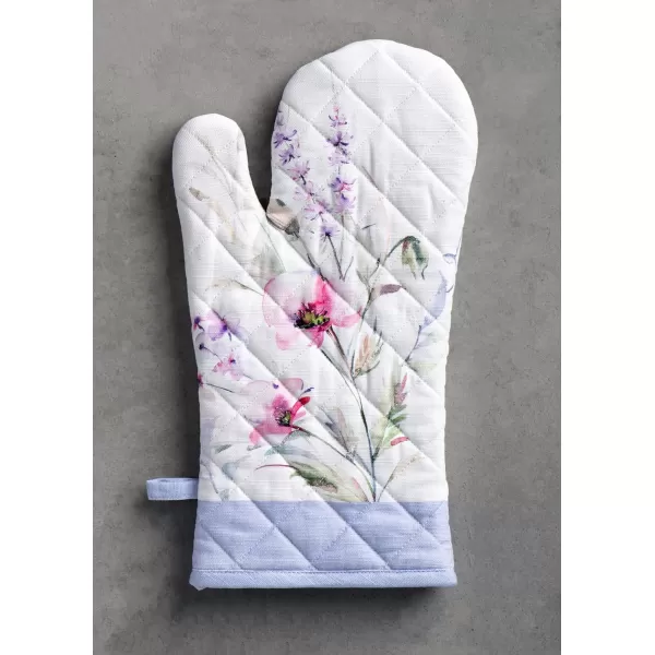 imageMaison d Hermine Cooking Gloves 100 Cotton Heat Resistant 7 Inch x 13 Inch Oven Mitt with Loop Handling Hot Pans BBQ Cooking Grilling Microwave Limoncello  SpringSummerSummer Floral