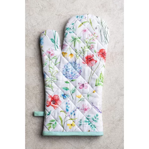 imageMaison d Hermine Cooking Gloves 100 Cotton Heat Resistant 7 Inch x 13 Inch Oven Mitt with Loop Handling Hot Pans BBQ Cooking Grilling Microwave Limoncello  SpringSummer14  Just Floral