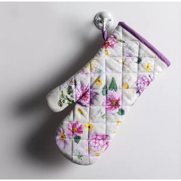imageMaison d Hermine Cooking Gloves 100 Cotton Heat Resistant 7 Inch x 13 Inch Oven Mitt with Loop Handling Hot Pans BBQ Cooking Grilling Microwave Limoncello  SpringSummer40  Pivoine