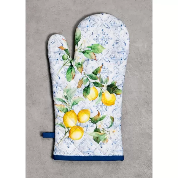 imageMaison d Hermine Cooking Gloves 100 Cotton Heat Resistant 7 Inch x 13 Inch Oven Mitt with Loop Handling Hot Pans BBQ Cooking Grilling Microwave Limoncello  SpringSummerCitrus