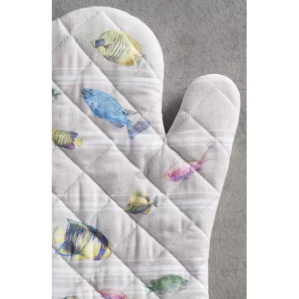 imageMaison d Hermine Cooking Gloves 100 Cotton Heat Resistant 7 Inch x 13 Inch Oven Mitt with Loop Handling Hot Pans BBQ Cooking Grilling Microwave Limoncello  SpringSummer39  Poisson