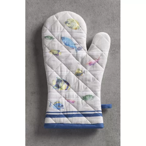imageMaison d Hermine Cooking Gloves 100 Cotton Heat Resistant 7 Inch x 13 Inch Oven Mitt with Loop Handling Hot Pans BBQ Cooking Grilling Microwave Limoncello  SpringSummer39  Poisson