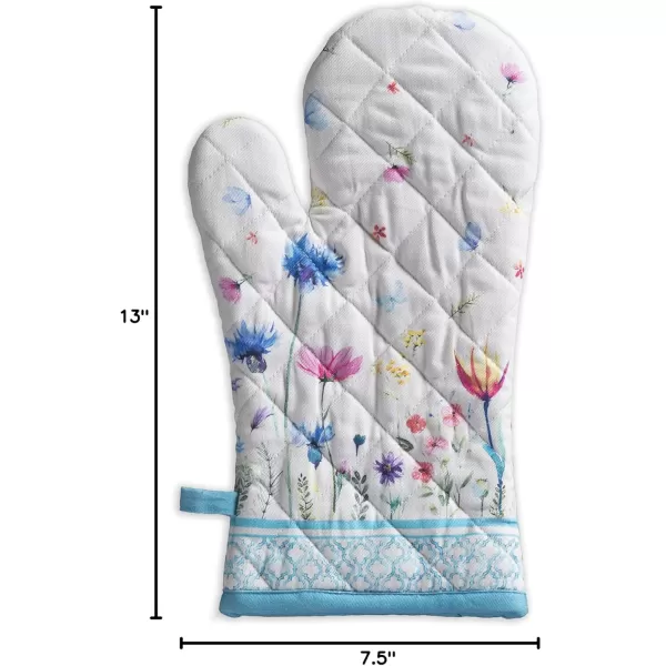 imageMaison d Hermine Cooking Gloves 100 Cotton Heat Resistant 7 Inch x 13 Inch Oven Mitt with Loop Handling Hot Pans BBQ Cooking Grilling Microwave Limoncello  SpringSummer37  Flower in the Field