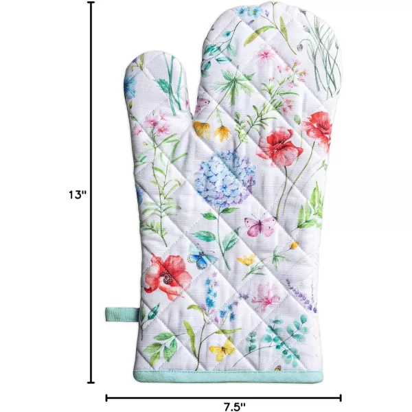 imageMaison d Hermine Cooking Gloves 100 Cotton Heat Resistant 7 Inch x 13 Inch Oven Mitt with Loop Handling Hot Pans BBQ Cooking Grilling Microwave Limoncello  SpringSummer14  Just Floral