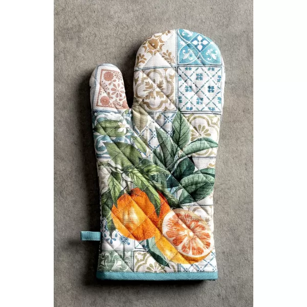 imageMaison d Hermine Cooking Gloves 100 Cotton Heat Resistant 7 Inch x 13 Inch Oven Mitt with Loop Handling Hot Pans BBQ Cooking Grilling Microwave Limoncello  SpringSummer12  Agrume