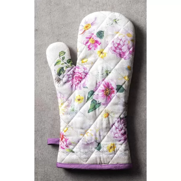 imageMaison d Hermine Cooking Gloves 100 Cotton Heat Resistant 7 Inch x 13 Inch Oven Mitt with Loop Handling Hot Pans BBQ Cooking Grilling Microwave Limoncello  SpringSummer40  Pivoine