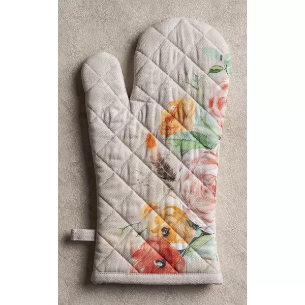 imageMaison d Hermine Cooking Gloves 100 Cotton Heat Resistant 7 Inch x 13 Inch Oven Mitt with Loop Handling Hot Pans BBQ Cooking Grilling Microwave Limoncello  SpringSummer50  Ibiza  Beige