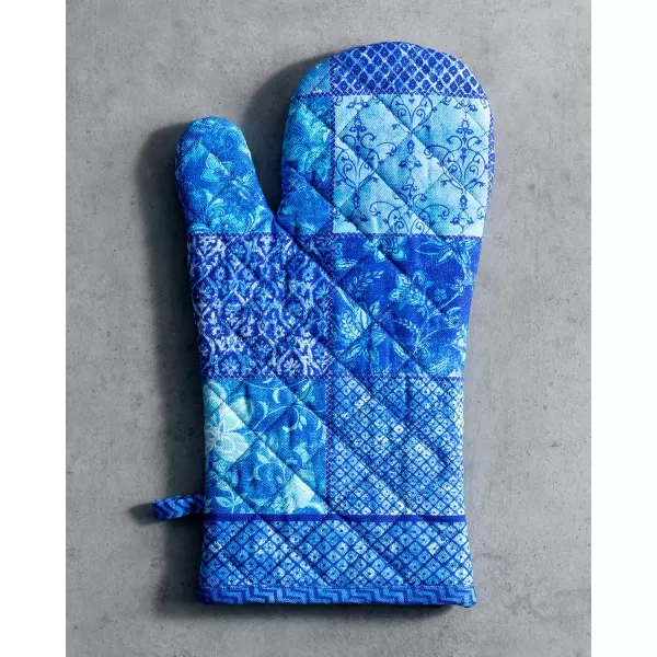 imageMaison d Hermine Cooking Gloves 100 Cotton Heat Resistant 7 Inch x 13 Inch Oven Mitt with Loop Handling Hot Pans BBQ Cooking Grilling Microwave Limoncello  SpringSummer24  Indigo Love