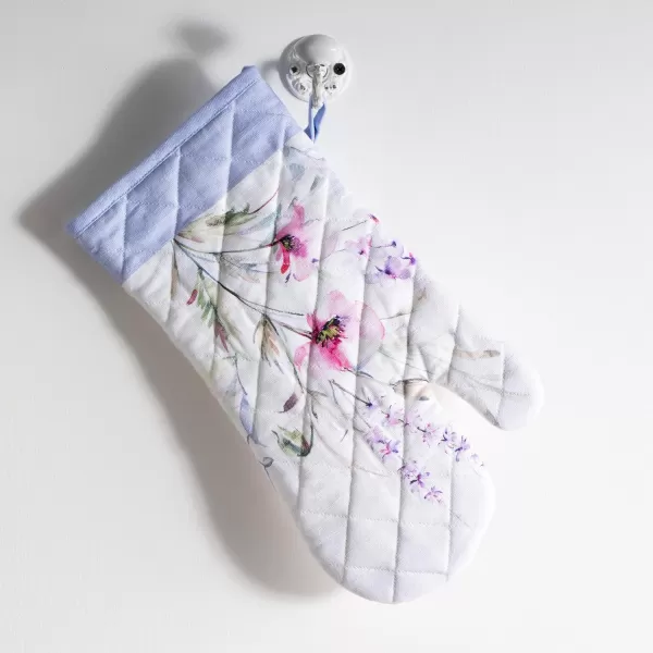 imageMaison d Hermine Cooking Gloves 100 Cotton Heat Resistant 7 Inch x 13 Inch Oven Mitt with Loop Handling Hot Pans BBQ Cooking Grilling Microwave Limoncello  SpringSummerSummer Floral
