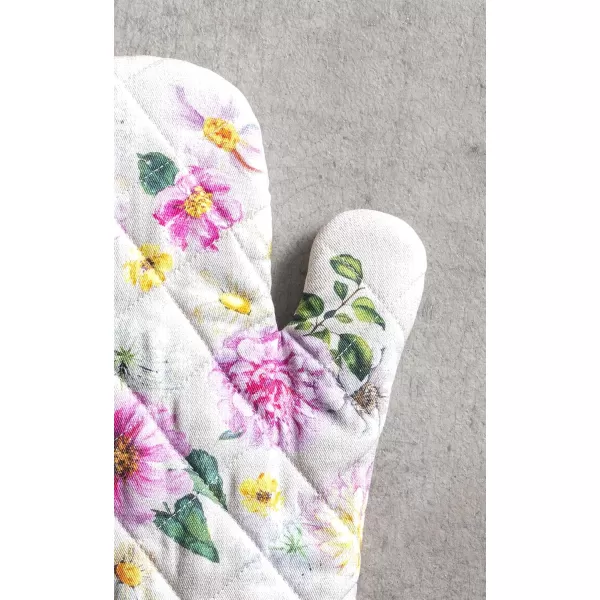 imageMaison d Hermine Cooking Gloves 100 Cotton Heat Resistant 7 Inch x 13 Inch Oven Mitt with Loop Handling Hot Pans BBQ Cooking Grilling Microwave Limoncello  SpringSummer40  Pivoine