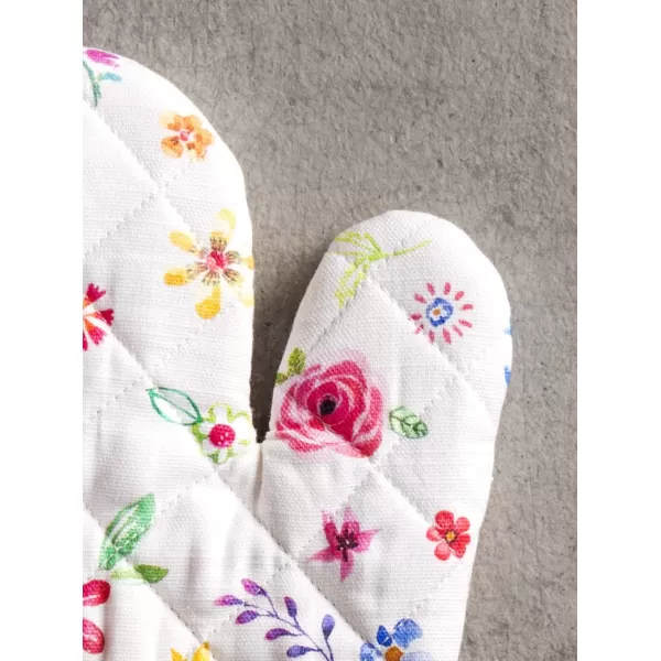 imageMaison d Hermine Cooking Gloves 100 Cotton Heat Resistant 7 Inch x 13 Inch Oven Mitt with Loop Handling Hot Pans BBQ Cooking Grilling Microwave Limoncello  SpringSummer41  Happy Florals  Sweety