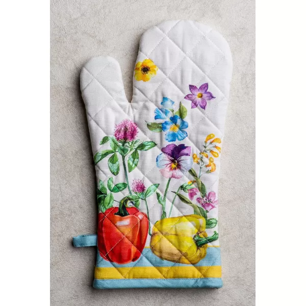 imageMaison d Hermine Cooking Gloves 100 Cotton Heat Resistant 7 Inch x 13 Inch Oven Mitt with Loop Handling Hot Pans BBQ Cooking Grilling Microwave Limoncello  SpringSummer30  Giverny