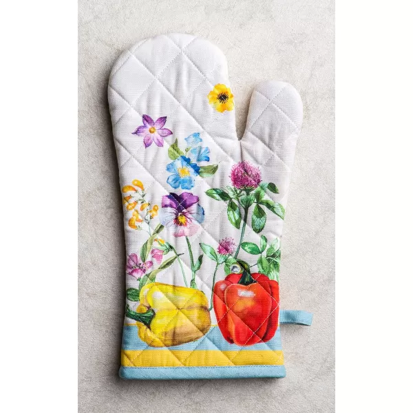 imageMaison d Hermine Cooking Gloves 100 Cotton Heat Resistant 7 Inch x 13 Inch Oven Mitt with Loop Handling Hot Pans BBQ Cooking Grilling Microwave Limoncello  SpringSummer30  Giverny