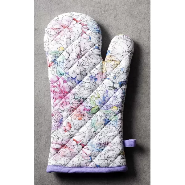 imageMaison d Hermine Cooking Gloves 100 Cotton Heat Resistant 7 Inch x 13 Inch Oven Mitt with Loop Handling Hot Pans BBQ Cooking Grilling Microwave Limoncello  SpringSummer36  Floral Love